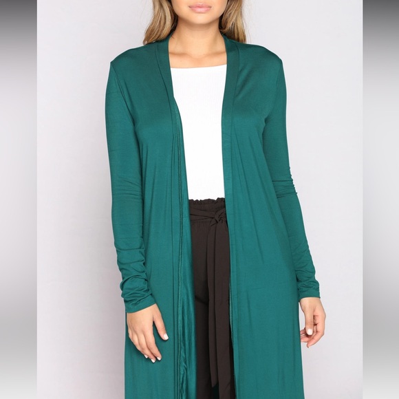Fashion Nova Come Get It Bae Cardigan - Hunter Green - Picture 2 of 5